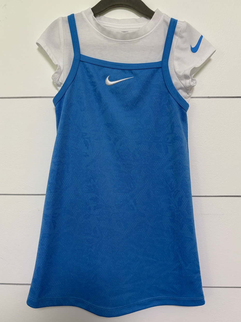 Nike Girls Blue 2 Piece Dress & Shirt Set Size 5 4-5Y Swoosh